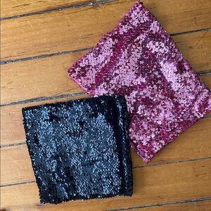 Sequin Tube Tops - Pink & Black